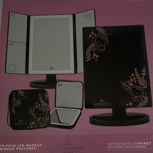 π Impressions Vanity Hello Kitty π Black Trifold Compact Makeup Mirror Set π - Picture 3 of 11